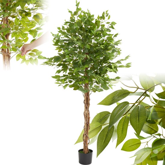 Kunstboom FICUS BENGHALENSIS AUDREY echte houten stammen kunstplant 200cm