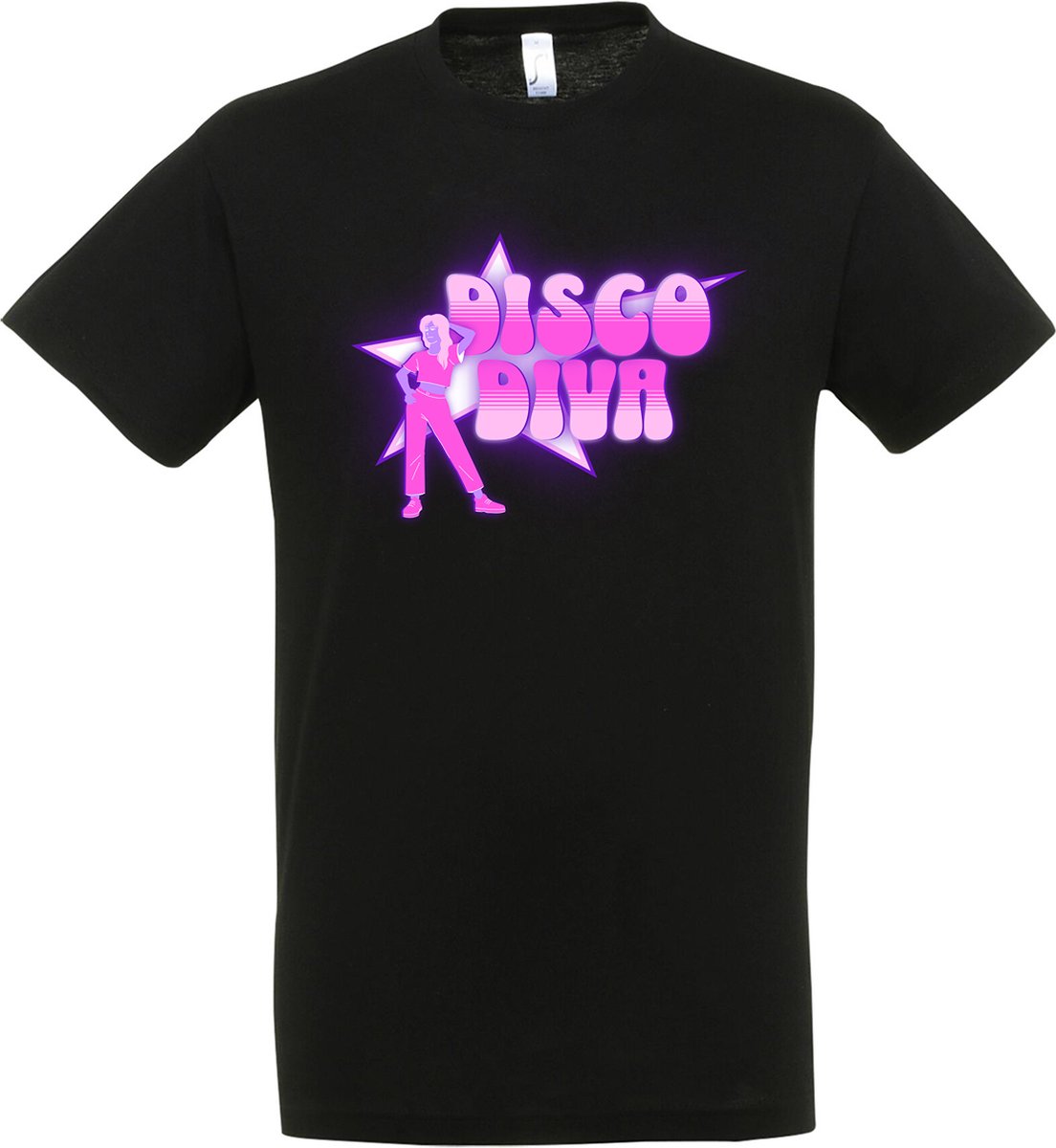 Disco Diva T-shirt – Disco – Zwart – Jaren 70/80 – Carnaval – Disco T-shirt Dames – Disco T-shirt Heren - Unisex – Feest cadeau – Verkleed T-shirt - Party – Grappige shirt - Foute Party – Maat M