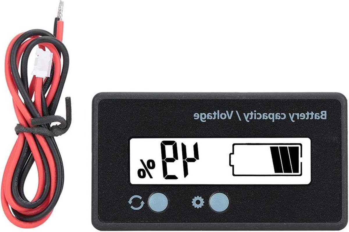 Batterijcapaciteitsindicator Waterdicht Batterijvermogen Monitor LCD 12-84 V Batterij-indicator Voltmeter - Detector (wit) .