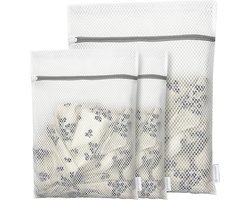 Waszakken - Wasnetten - 1 Set van 3 - 30x40cm *2 & 40x50 cm *1 - Bescherm je Wasgoed en Wasmachine - Wit