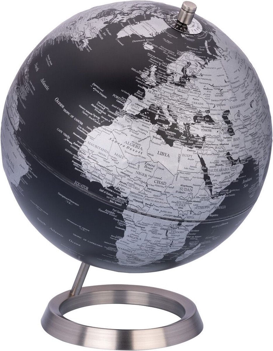 Troika | Wereldbol 23.5° | Zwart - Zilver | Ø25cm Emform