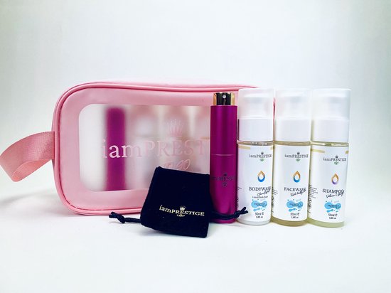 iamPrestige Voordeelpack Travel box ToGo Roos Shampoo, Facewash, BodyWash, Parfum