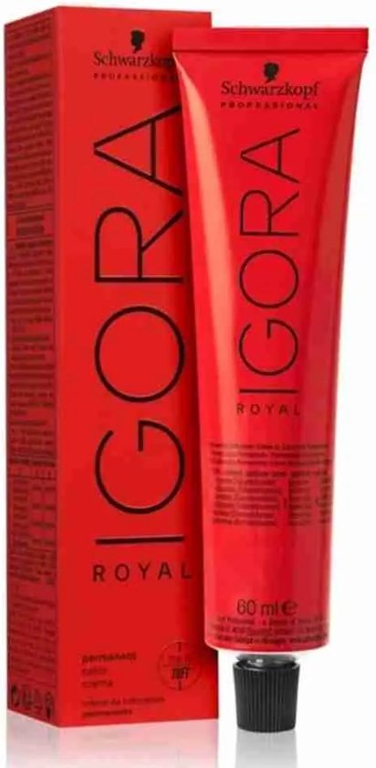 Schwarzkopf IGORA ROYAL 60 ml permanente color crème in rode tube en doos.