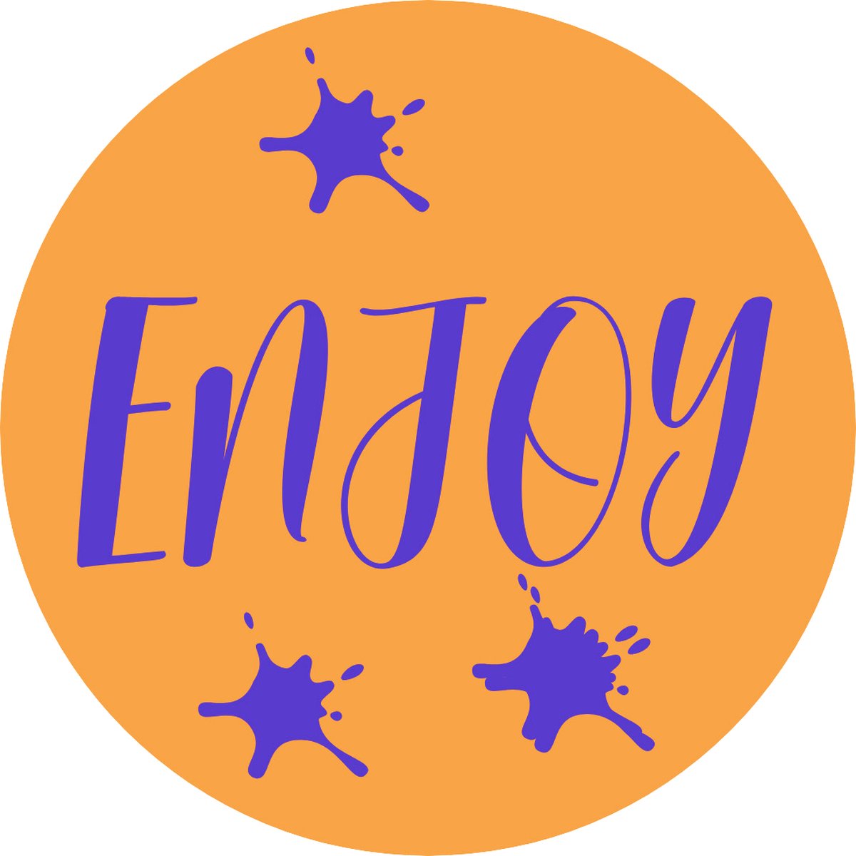 Stickers - "ENJOY" - 39mm - 250 Stuks - Oranje / Metallic Blauw - Serie (Neon Vibes) - Sluitsticker - Etiketten - Stickers Bullet Journal - Volwassenen / Kinderen - Cadeaus - Decoratie