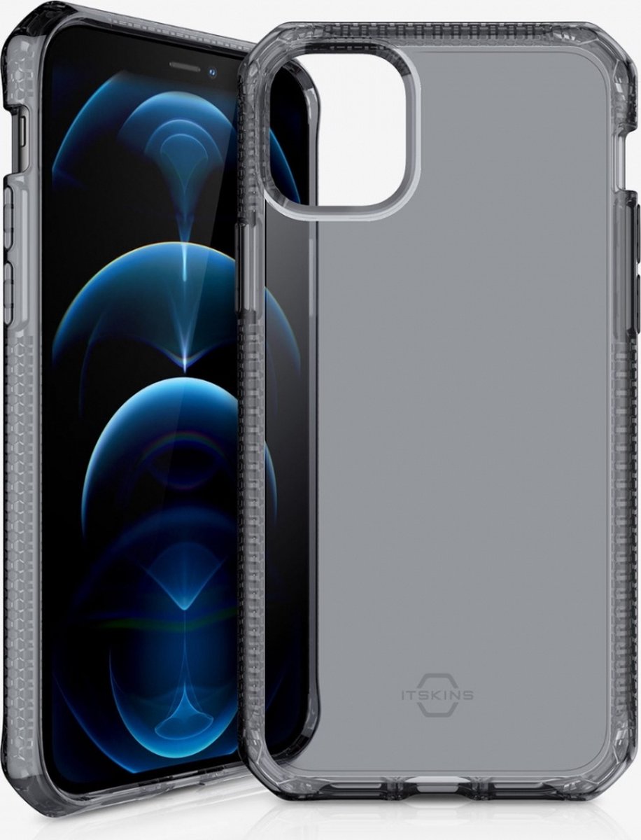 ITSkins Hoesje geschikt voor Apple iPhone 12 Pro Telefoonhoesje Flexibel TPU | ITSkins SpectrumClear Backcover Shockproof | Schokbestendig iPhone 12 Pro Telefoonhoesje | Anti Shock Proof - Smoke | Zwart