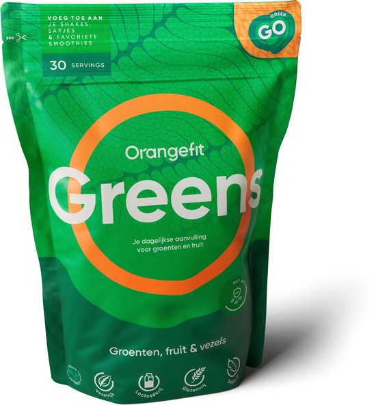 Orangefit Greens - Superfoods - Green Juice - Mix van Groenten, Fruit en Vezels - 300gr (30 porties)