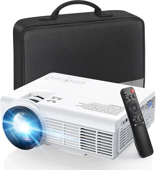 Carlovo Projector - Mini Beamer - Mini Projector - Beamer - Draagbare Projector - Thuisbioscoop - LED - Afstandsbediening - Inclusief Reistasje - Wifi - Bluetooth - Full HD 1080P - Wit