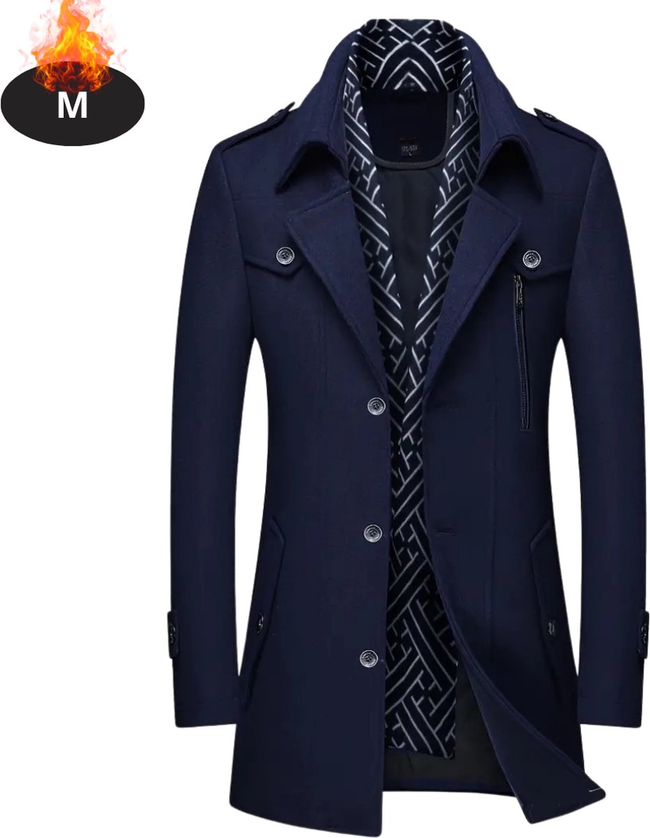 Bovista Mantel Heren Tussenmantel Jas Mantelpakje Trenchcoat Overjas Overcoat Winter Marineblauw