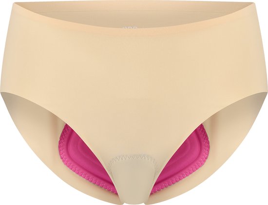 Culotte de cyclisme nude avec chamois rose, coutures et logo BBB cycling.