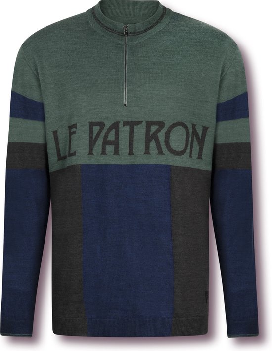 Foto: Le patron casual trui groen multikleur merino half zip colorblock dark green l