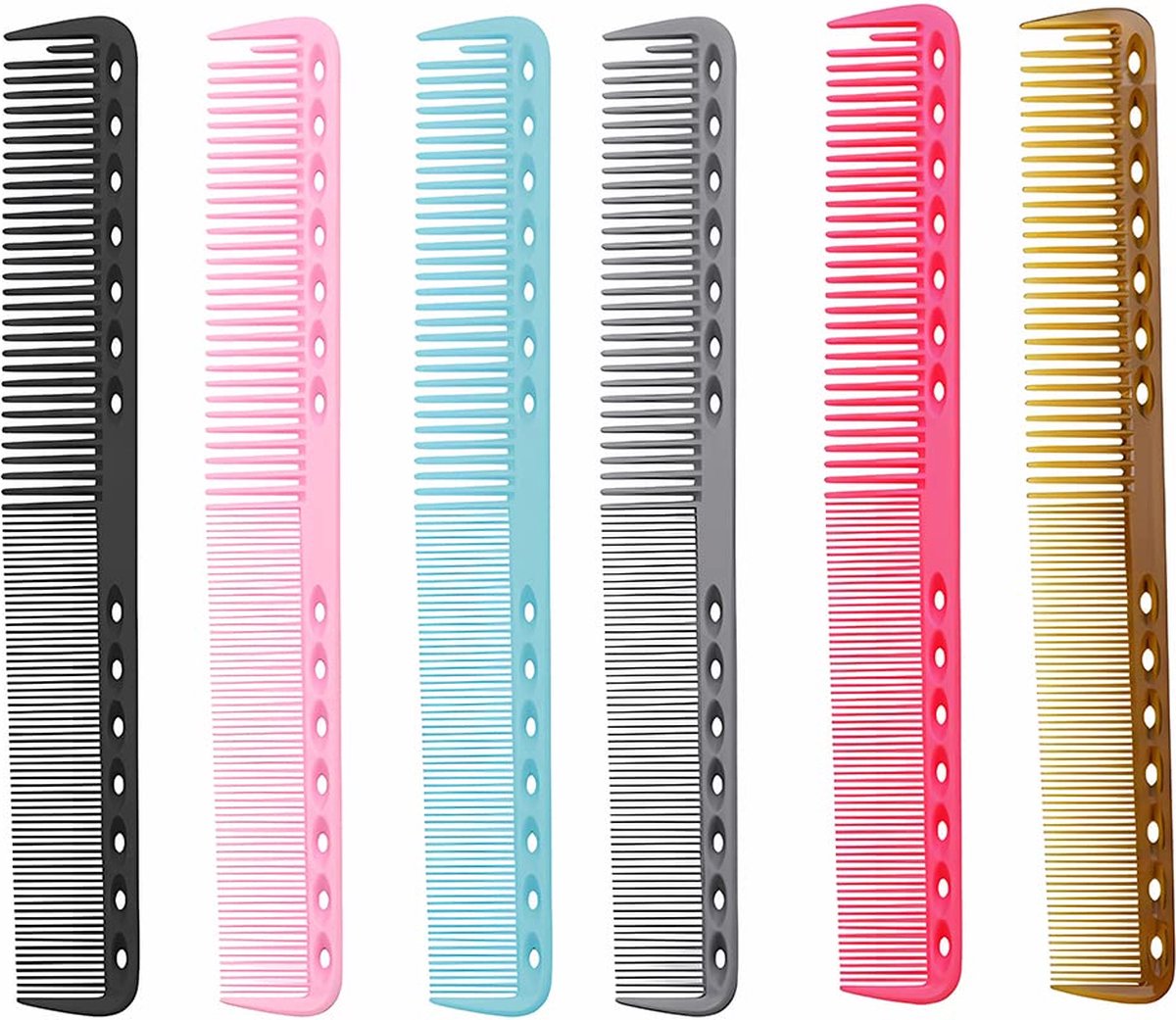 Goodivery ® Professionele Dubbelzijdige Kapperskammen Voor Mannen – Set Van 6 Stuks