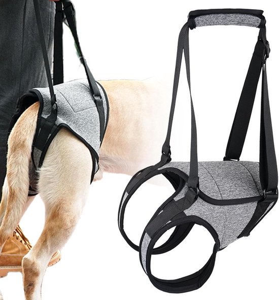 Lollanda Loophulp voor honden achter, draaghulp harnas voor de achterpoten, loophulp voor ziek en ouder hond, bevordert mobiliteit (zwart Lollanda Loophulp voor honden achter, draaghulp harnas voor de achterpoten, loophulp voor ziek en ouder hond, bevordert mobiliteit (zwart