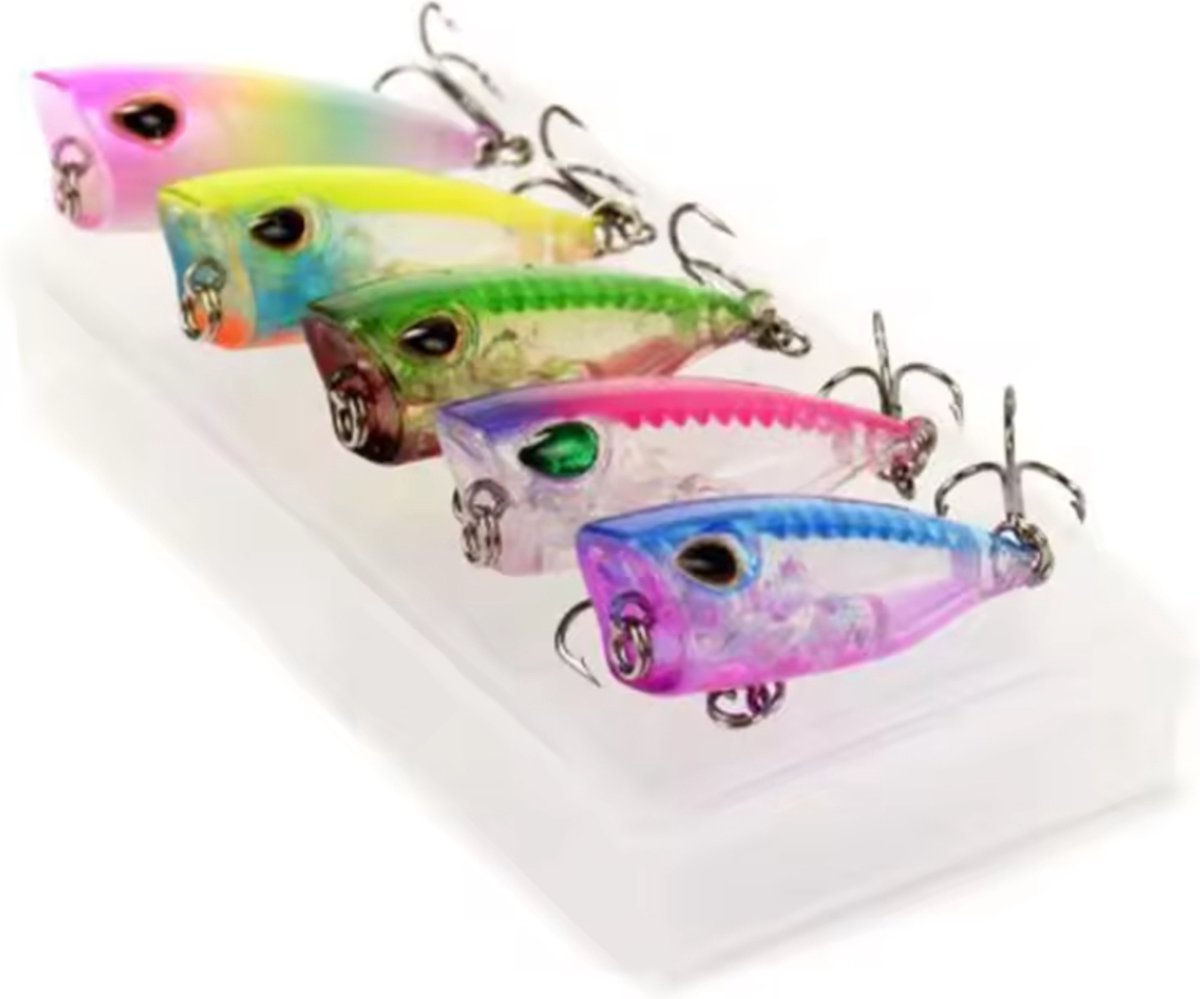 Kunstaas set 5 delig Inclusief 2x stalen onderlijn - visaas - 4cm - 3,5 gram - Roofvissen - CrankBaits