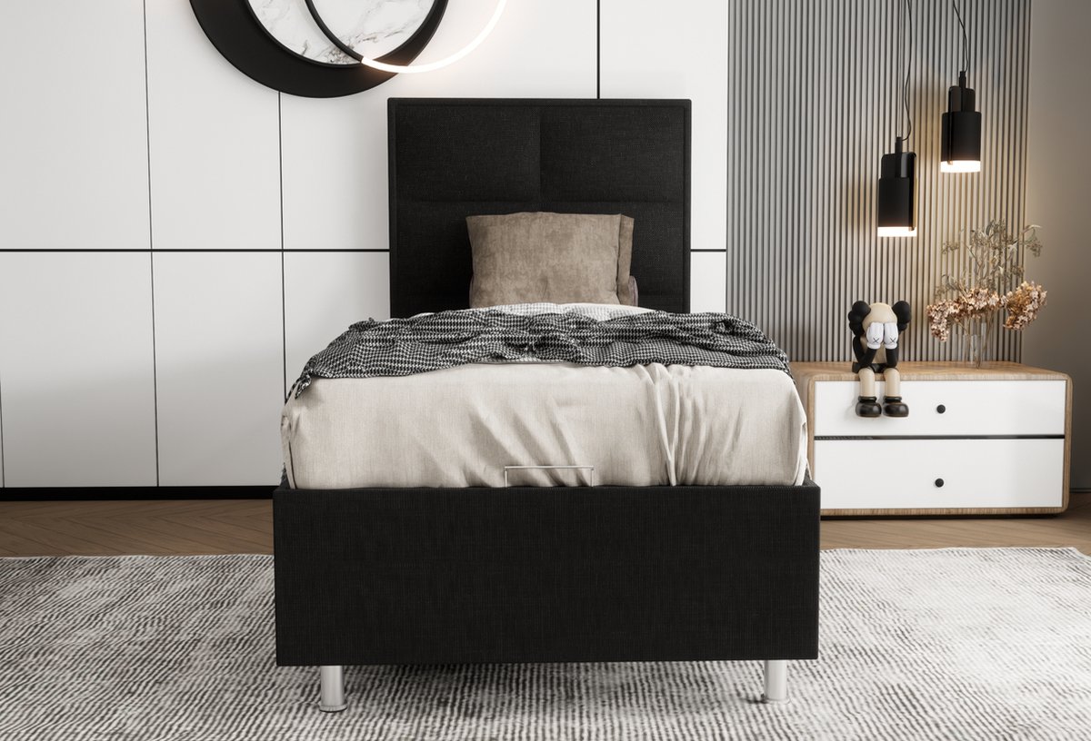 Nessa® Boxspring Block 90x200 Zwart met Orthopedisch Matras