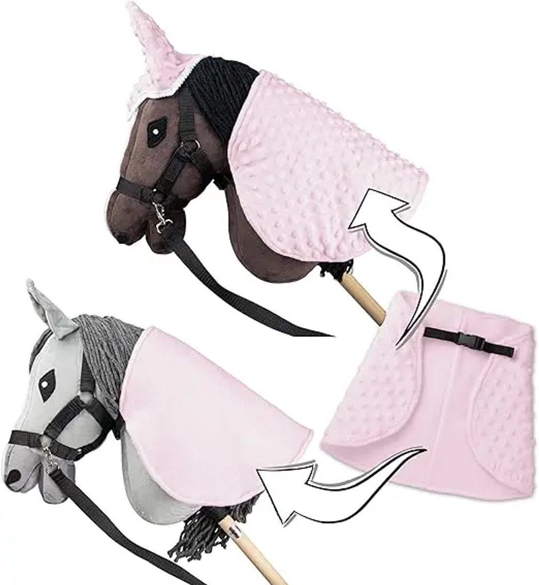 Hobby Horse Set - groot steekpaard voor kinderen met deken en