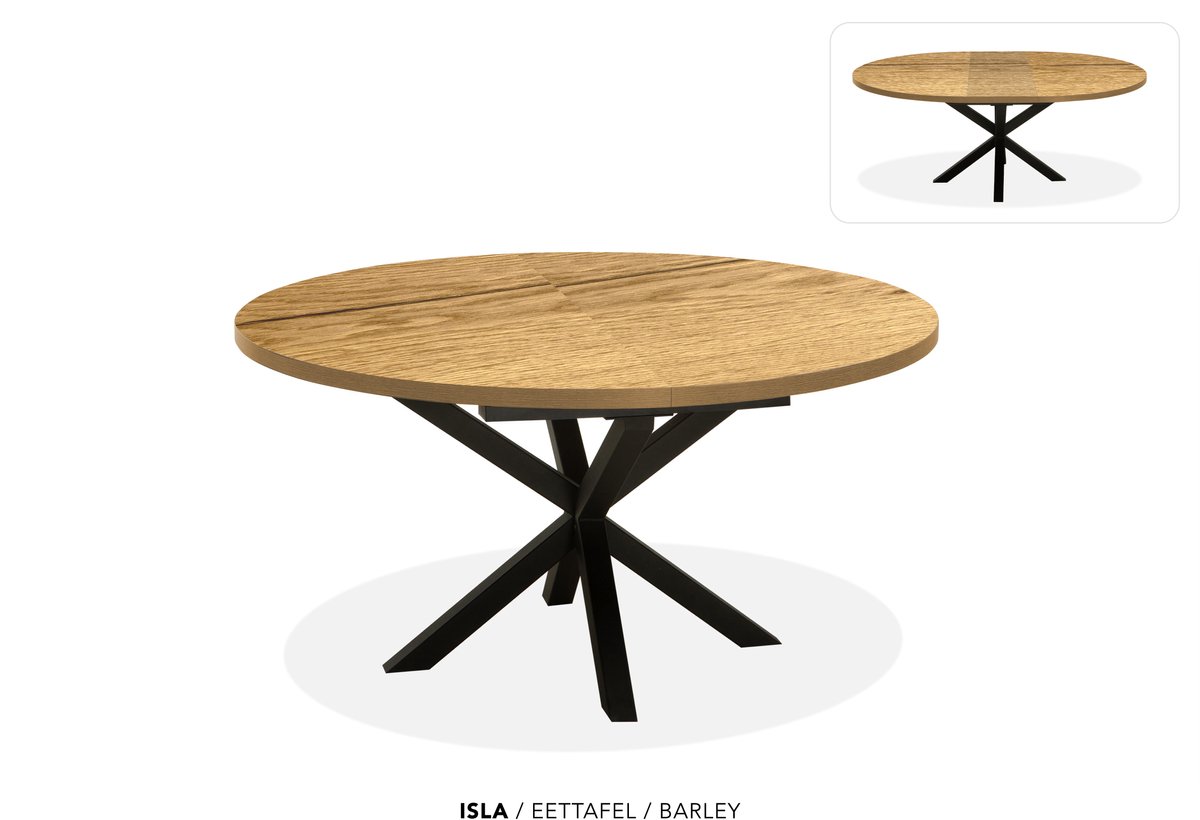 Maxfurn - Ronde uitschuiftafel 120/160 | Zeer krasvast | Kleur: Barley