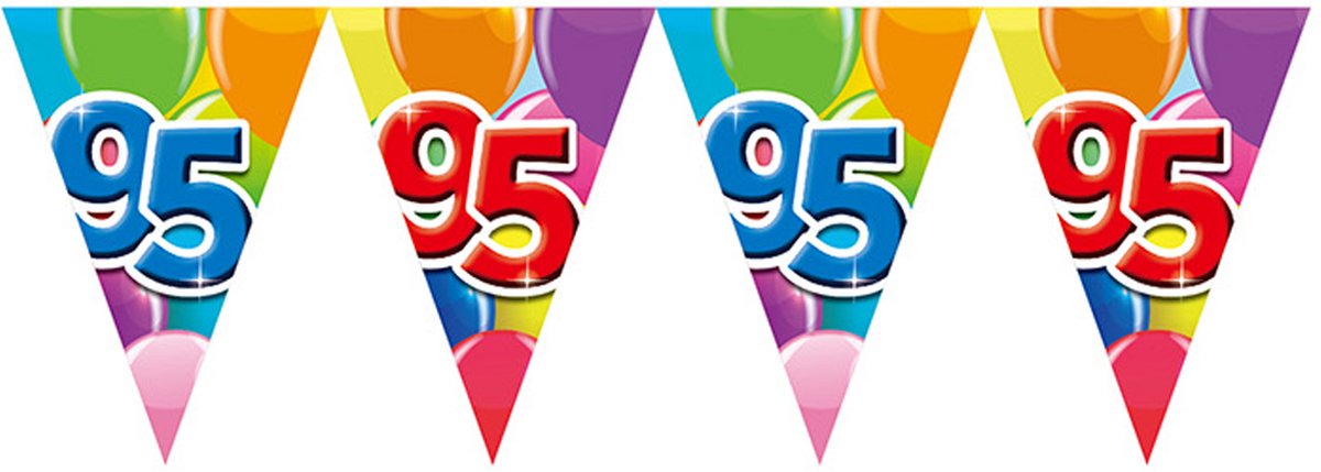 12x Vlaggenlijn 95 jaar 10 meter dubbelzijdig bedrukt - Verjaardag Feestje Vlag Vlaggen Versiering Slinger Feestdecoratie Decoratie
