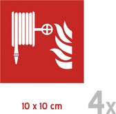 Pictogramme/signes (4x) | Enrouleur de tuyau d'incendie | 10 x 10 cm | Enrouleur | Tuyau d‘incendie | Pompiers | En cas d'incendie | 4 pièces