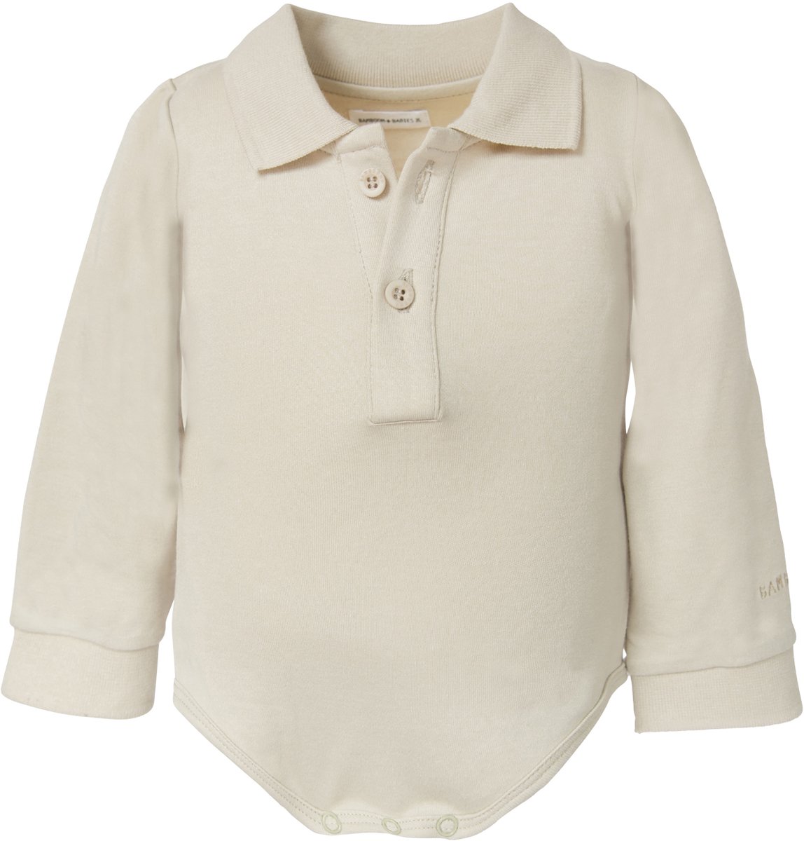 Bamboom Long Sleeve Polo Romper - 6 Mnd - Sand