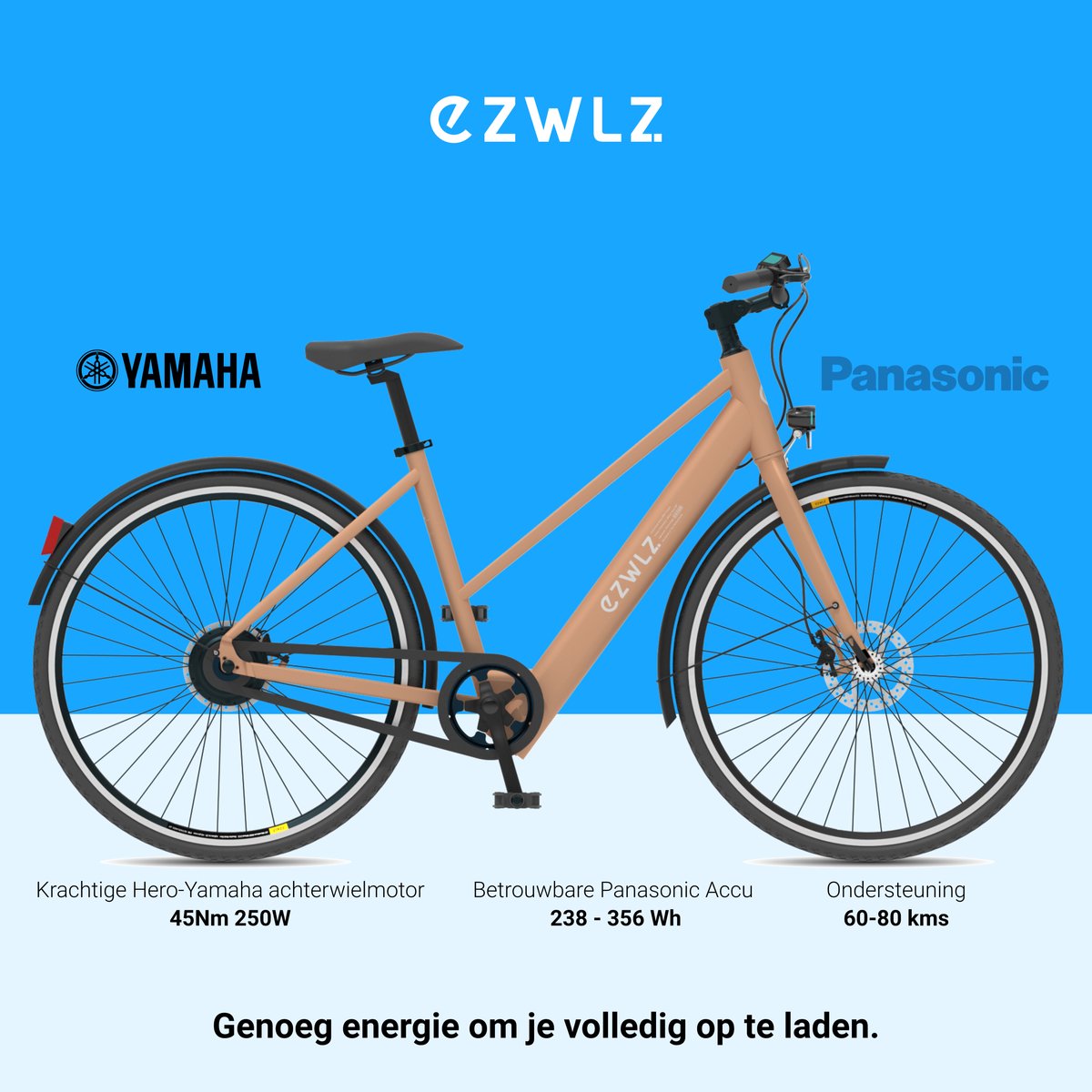 EZWLZ Elektrische Fiets Forenz L - Nederlands Merk - Actieradius 50 km - Yamaha Achterwielmotor - Hybride E-Bike - Panasonic batterij - LCD Display thumbnail 2