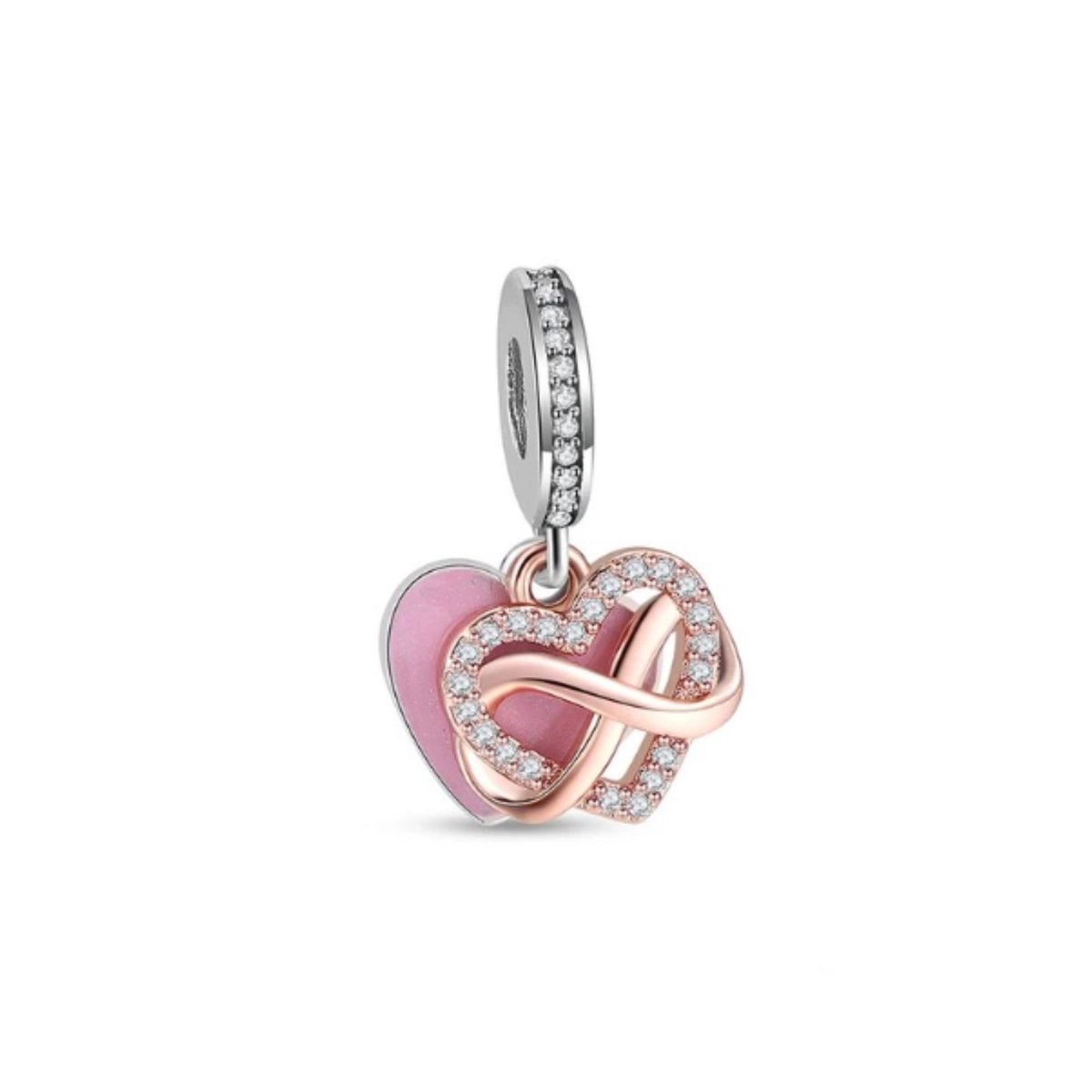 SportPresent® - Sportbedel - Infinity - Harts - Geschikt voor armband - Zilver 925 - Strass - Harten - Liefde - Valentijnsdag - Love - Ketting - Bedelarmband -Kraal - Hanger - Sportsieraad - Sieraad
