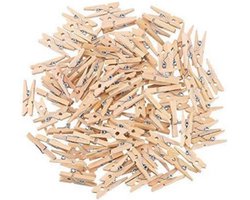 100 stuks natuurlijke kleine houten wasknijpers - decoratieve wasknijpers - mini natuurlijke decoratieve wasknijpers - voor doe-het-zelf - kleine houten wasknijpers voor foto's fotowand