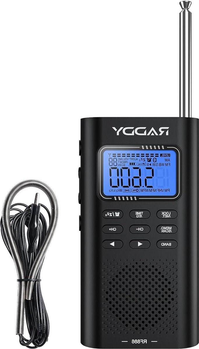 Draagbare Kortegolfradio AM-FM-SW-UKW met BT-luidspreker en externe antenne
