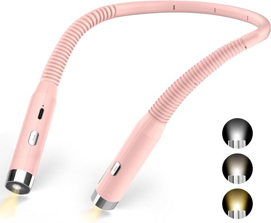 Diboniur Leeslamp, boekleeslamp, 3 kleuren, 3 helderheidsniveaus, oplaadbaar, perfect voor lezen, studeren, reizen, kamperen (zwart