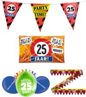 Pack décoration 25 ans - Décoration anniversaire - Décoration anniversaire 25 ans - Guirlandes et drapeaux - Drapeau façade - Ballons - Ruban barrière - Ballon aluminium - Bouton