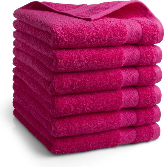 DoubleDry Hotel Handdoeken 50 x 100 cm – Set van 6 – 100% Katoen 500 g/m2 – Zacht & Absorberend - Roze