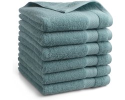 DoubleDry Hotel Handdoeken 50 x 100 cm – Set van 6 – 100% Katoen 500 g/m2 – Zacht & Absorberend - Denimblauw