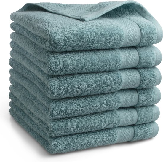 DoubleDry Hotel Handdoeken 50 x 100 cm – Set van 6 – 100% Katoen 500 g/m2 – Zacht & Absorberend - Denimblauw