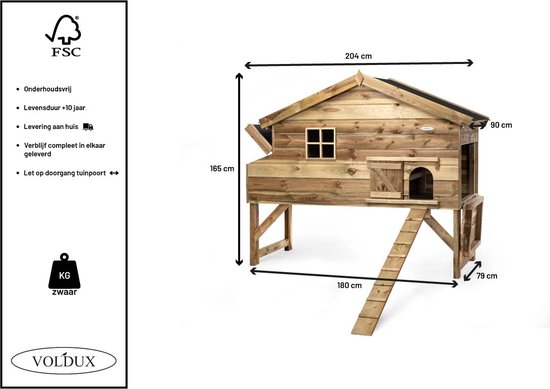 Wood Selections Clapier à lapin Jasper XL - Clapier extérieur à lapin - Enclos à lapin - Cage à lapin - Cage de nuit pour lapin - Niche à lapin - Dierenverblijf - Lapins