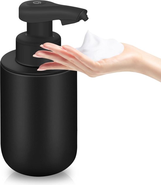 Zeepdispenser Bamboe - Elegant voor de Badkamer - 480 ml - Mat Zwart - Hout Zeepdispenser Bamboe - Elegant voor de Badkamer - 480 ml - Mat Zwart - Hout
