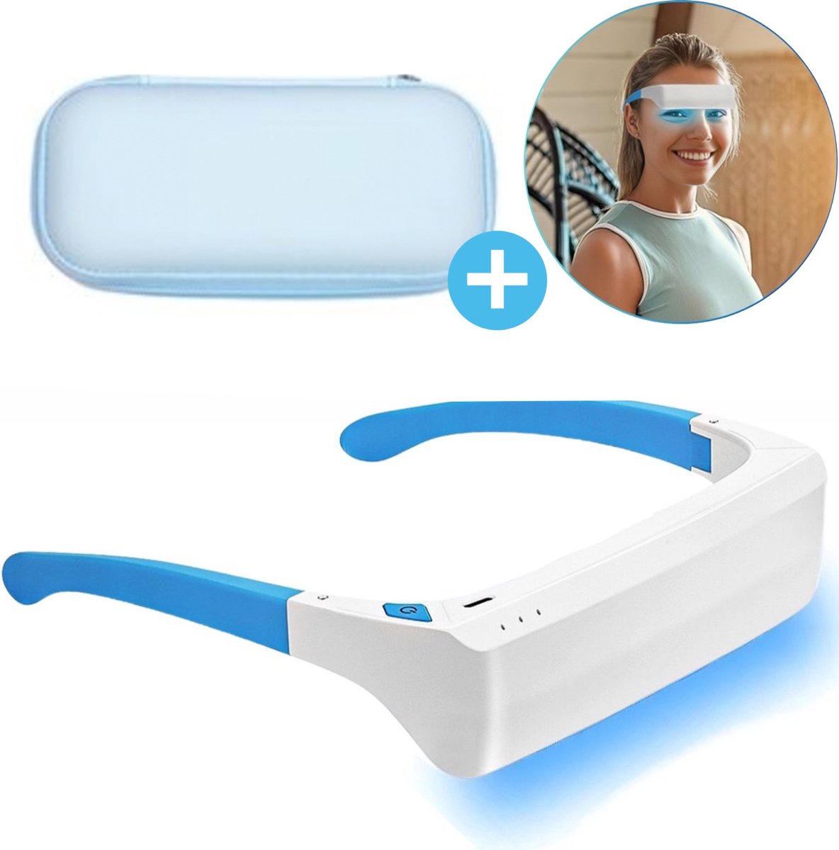 CRYTIVE Lichttherapiebril - Vernieuwde Verbeterde Versie - Lichttherapiebril Blauw & Wit Licht - Daglichtlamp - 3 Standen Lichttherapielamp - Daglichtbril - Gezond effect Lichttherapiebril