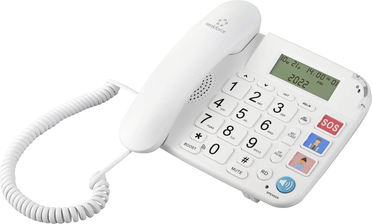 Renkforce RF-DP-400 Vaste seniorentelefoon Handsfree LC-display Wit