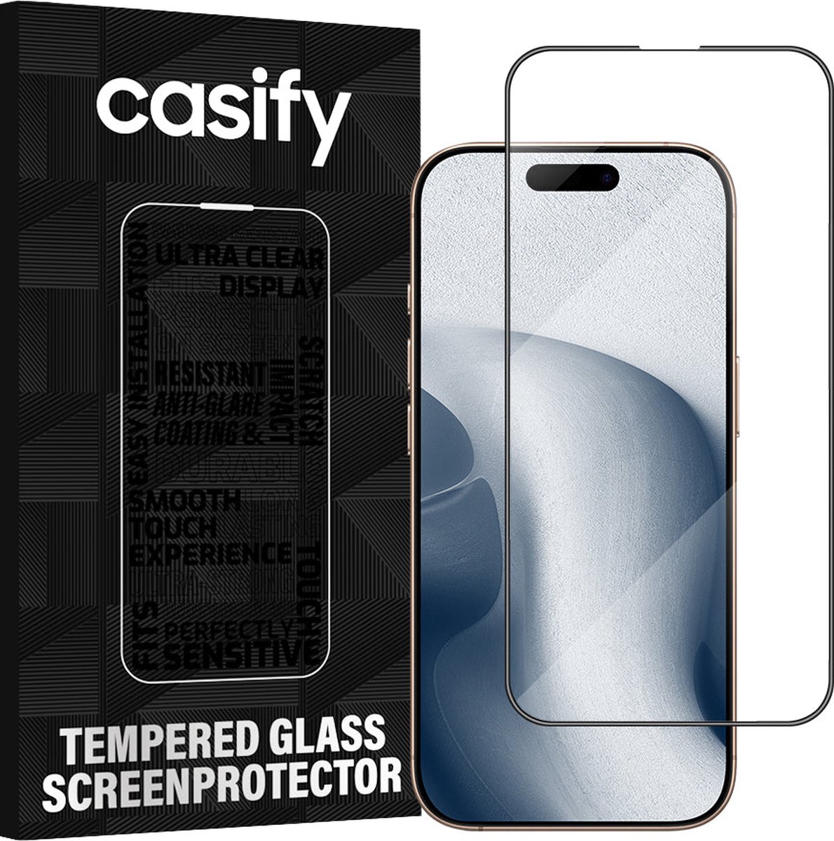 Casify Gehard Glas Full Cover Screenprotector voor de iPhone 16 Pro Max