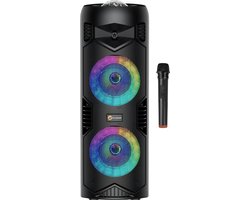 N-GEAR LGP5150 - Draadloze Bluetooth Party Speaker - Karaoke Set - 1 Microfoon - Discoverlichting - Stealth Black