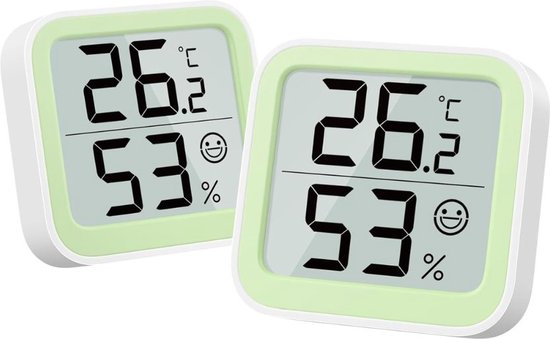 Foto: Digitale thermometer hygrometer koortsthermometer voor volwassenen en baby s temperatuur en vochtmeter draadloos weerstation met nauwkeurige meetfunctie voor lichaamstemperatuur en vochtigheid groen