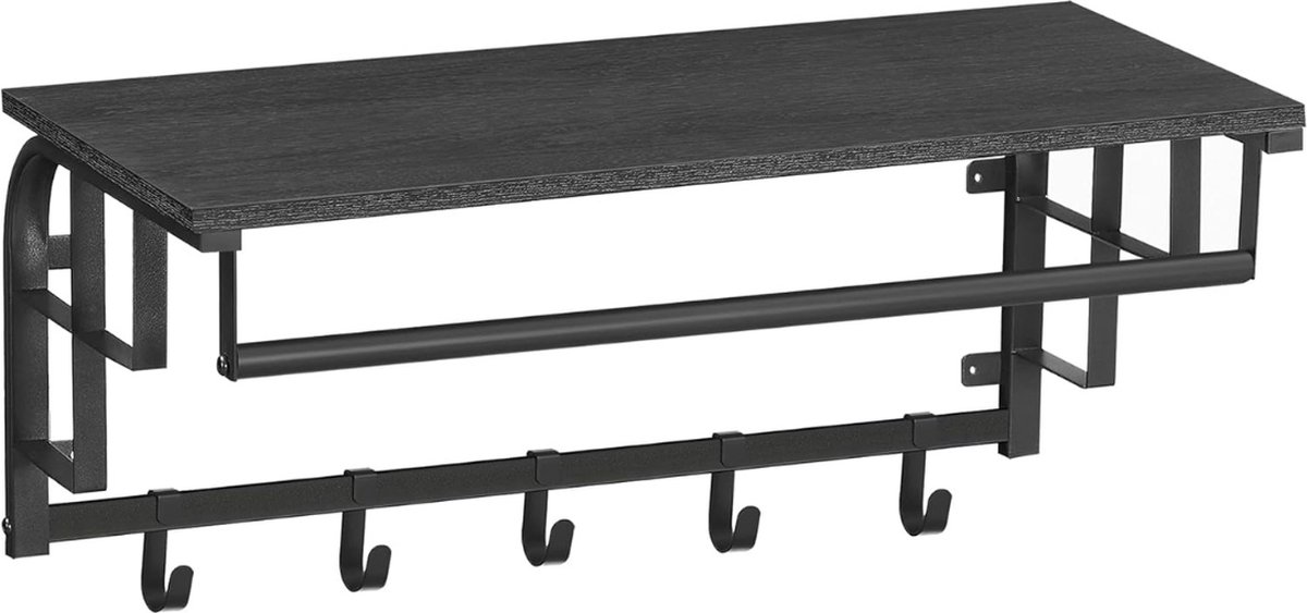 VELTRR® Wandkapstok met Hoedenplank - Kapstok - Wandplank - Zwart