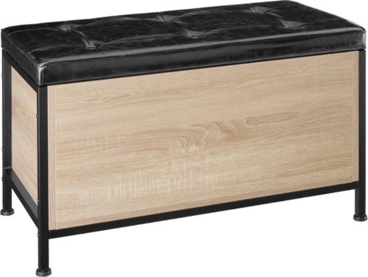 Thuys – Tuinkast – Tuinkist – Voor Binnen & Buiten – Opbergkist – Dekenkist – 80x40x50,5 cm – Met Zitmeubel – Hout/Zwart