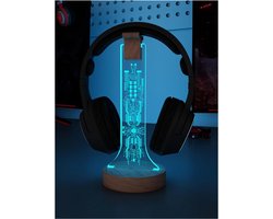 Oplichtende Hoofdtelefoon Stand - Gaming Headset Houten Houder - RGB Met 16 Kleur Lichten - Voor Bureau & Game Room Decor