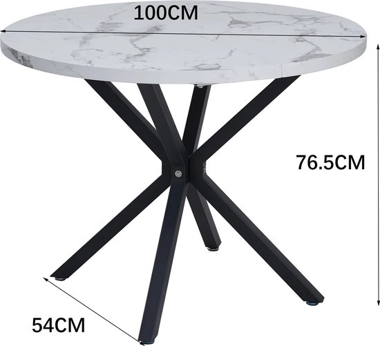 COSMO - Ronde eettafel - Wit - 100 cm - MDF | Leen Bakker COSMO - Ronde eettafel - Wit - 100 cm - MDF | Leen Bakker