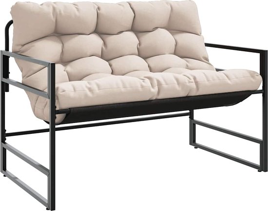 vidaXL Banc de jardin avec kussen - Acier - Taupe - 113 cm Banc de jardin - Banc - Temps en plein air - Détente - Terrasse - Balcon - Outdoor Living - Comfort - Design