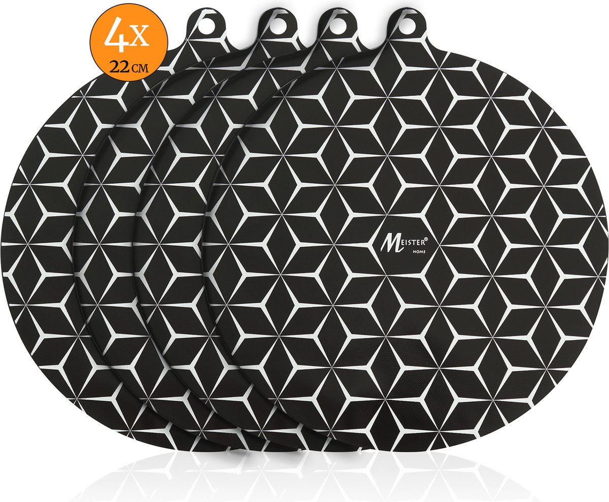 Meisterhome Inductie Beschermer Set – Hittebestendig tot 260 ºC – Panbeschermers - Afdekplaat voor Kookplaat - Inductie Mat Voor Elk Formaat - 4 stuks – Inductie mat – Onderzetter - Geschikt voor Booster Functie - Zwart
