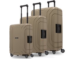 Redolz Essentials 15 4-wiel kofferset 3-delig met driepuntsluiting - Harde bagage - TSA slot - classic red