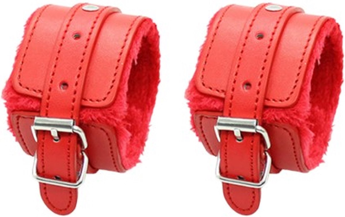 Goedkoopste Handboeien - Bondage - Verstelbaar - Pluche - Rood