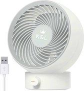 K&L Silent Fan - De table - Alimenté par USB - Inclinable - Wit