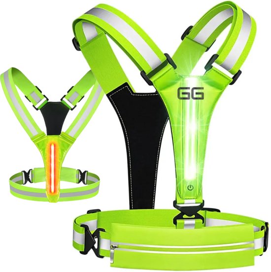 GLODI GOODS® Hardloopvest met verlichting USB oplaadbaar – incl. telefoonhouder – hardloop led veiligheidshesje