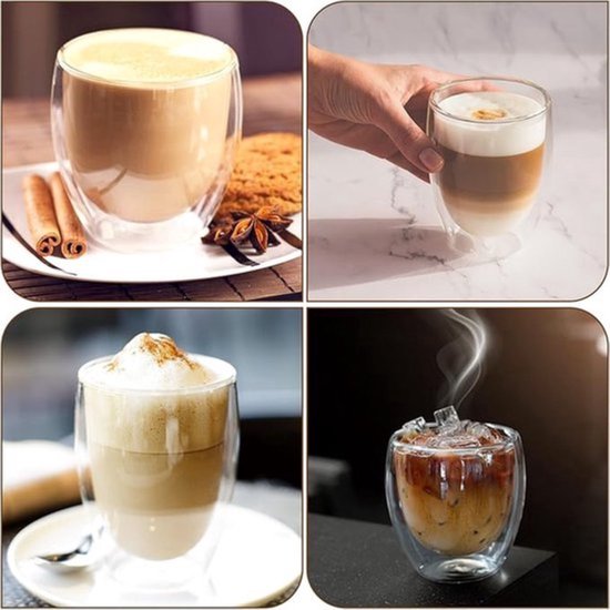 Cherchie - Verres à double paroi 8 pièces - adaptés à différents types de café - Set de 8 (250 ml)